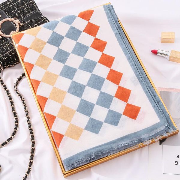 scarves 2021 spring korean gauze scarf women's color diamond shaped cotton summer sunscreen oversized shawl head, Blue;gray
scarves 2021 spring korean gauze scarf women's color diamond shaped cotton summer sunscreen oversized shawl head, Blue;gray