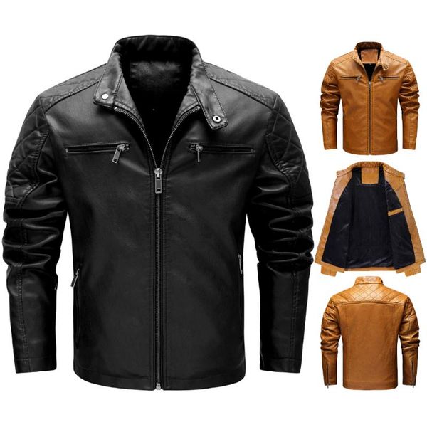 men's jackets 2021 winter autumn mens outerwear sports stand motorcycle casual jacket motor biker leather solid zipper punk fleece coat, Black;brown
men's jackets 2021 winter autumn mens outerwear sports stand motorcycle casual jacket motor biker leather solid zipper punk fleece coat, Black;brown