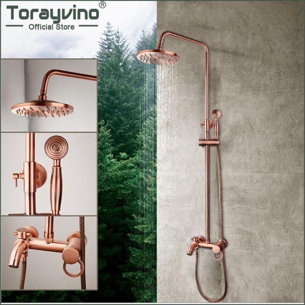 torayvino fashion style rose gold-plated finish bathroom shower faucets set rainfall head bath wall mounted tap sets
torayvino fashion style rose gold-plated finish bathroom shower faucets set rainfall head bath wall mounted tap sets