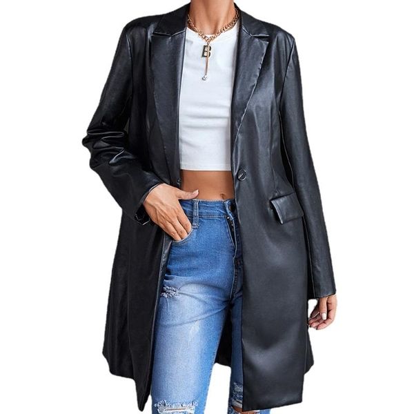 women's jackets mid-length pu leather jacket black commute long-sleeved windbreaker women, Black;brown
women's jackets mid-length pu leather jacket black commute long-sleeved windbreaker women, Black;brown