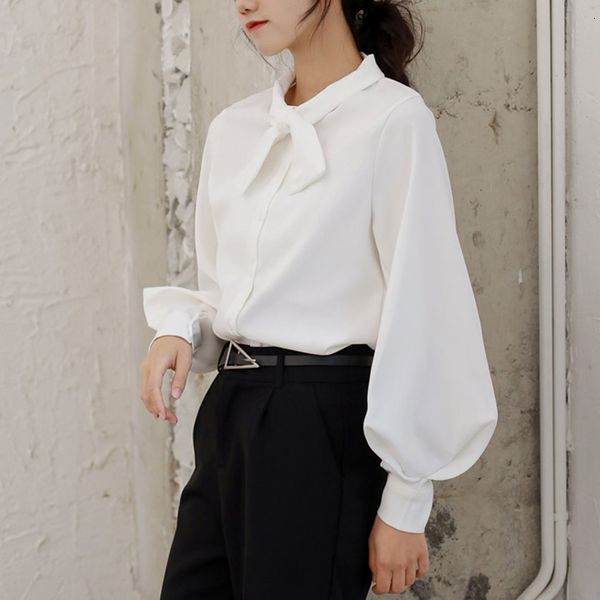 knits bow neck lantern sleeve women blouse single-breasted casual solid shirts female blusas mujer spring lx1n, White
knits bow neck lantern sleeve women blouse single-breasted casual solid shirts female blusas mujer spring lx1n, White
