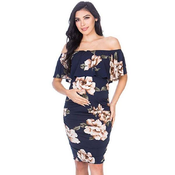maternity dresses shoulderless summer pregnancy clothes ruffle pregnant for women fashion casual clothing, White
maternity dresses shoulderless summer pregnancy clothes ruffle pregnant for women fashion casual clothing, White