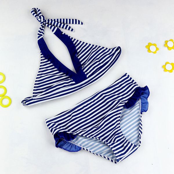 girls bikini tight special high elastic stripe children's swimsuit, Black;white
girls bikini tight special high elastic stripe children's swimsuit, Black;white