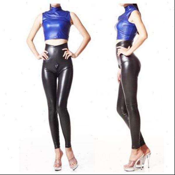 women capris latex elastic legging waist shiny pu leather pant zipper open crotch bodycon pencil pants, Black;white
women capris latex elastic legging waist shiny pu leather pant zipper open crotch bodycon pencil pants, Black;white