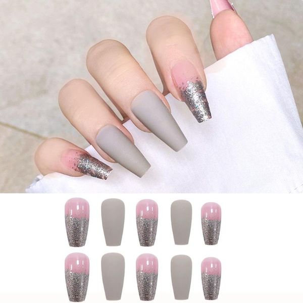 false nails 24pcs/box matte gray pink detachable long ballerina nail tip coffin artificial press on acrylic tips, Red;gold
false nails 24pcs/box matte gray pink detachable long ballerina nail tip coffin artificial press on acrylic tips, Red;gold