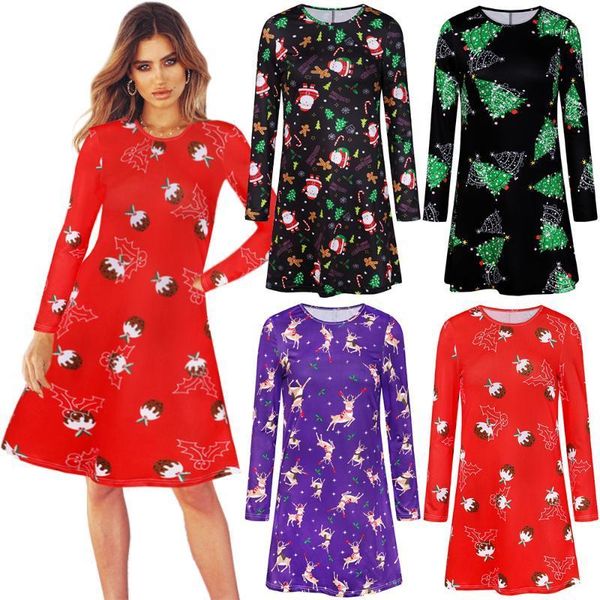 fashion o neck long sleeve christmas women dress elk bear print year party holiday loose ladies dresses casual, Black;gray
fashion o neck long sleeve christmas women dress elk bear print year party holiday loose ladies dresses casual, Black;gray