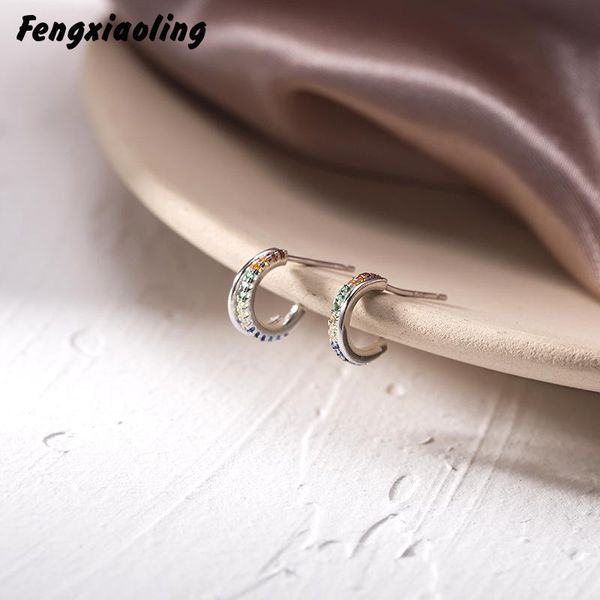 fengxiaoling arrivals 100% genuine 925 sterling silver multicolor zircon earrings for women fine jewelry cute accessories stud, Golden;silver
fengxiaoling arrivals 100% genuine 925 sterling silver multicolor zircon earrings for women fine jewelry cute accessories stud, Golden;silver