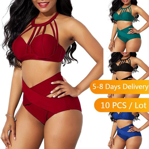 women's swimwear bulk items wholesale lots 2 piece bikini set women hollow out bandage beach outfits halter crop panties, White;black
women's swimwear bulk items wholesale lots 2 piece bikini set women hollow out bandage beach outfits halter crop panties, White;black