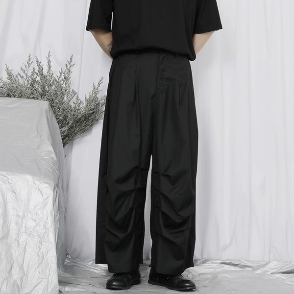 men's pants original casual loose wide leg japanese yamamoto pleated design vertical, Black
men's pants original casual loose wide leg japanese yamamoto pleated design vertical, Black