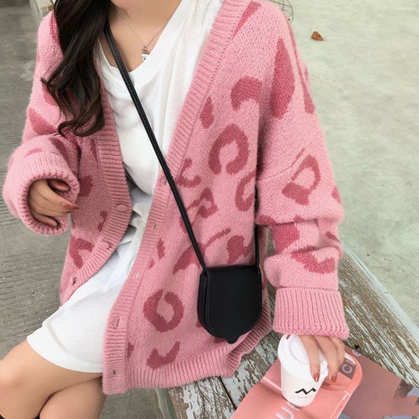 new spring streetwear women sweater pink v-neck leopard print cardigan blouse casual loose pull femme cashemere feminina, White;black
new spring streetwear women sweater pink v-neck leopard print cardigan blouse casual loose pull femme cashemere feminina, White;black