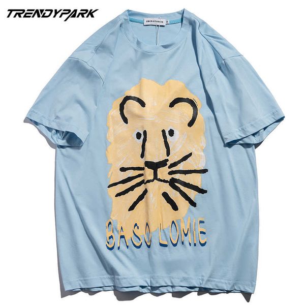 men's hip hop streetwear t shirt funny lion print t-shirt harajuku cotton summer loose short sleeve tshirt clothing 210601, White;black
men's hip hop streetwear t shirt funny lion print t-shirt harajuku cotton summer loose short sleeve tshirt clothing 210601, White;black