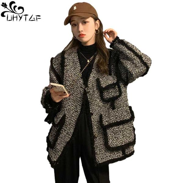 spring and autumn clothes wool coat women woolen casual plus size plaid outwear single-breasted external pocket 956 women's & blends, Black
spring and autumn clothes wool coat women woolen casual plus size plaid outwear single-breasted external pocket 956 women's & blends, Black