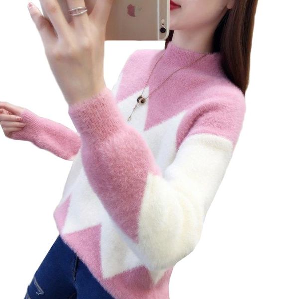 colorblock imitation mink velvet sweater pullover women autumn winter clothes half turtleneck jumper female women's sweaters, White;black
colorblock imitation mink velvet sweater pullover women autumn winter clothes half turtleneck jumper female women's sweaters, White;black