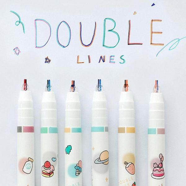 gel pens 6pcs/box double line color ink pen set art drawing liner marker red blue tip for scrapbooking school stationery
gel pens 6pcs/box double line color ink pen set art drawing liner marker red blue tip for scrapbooking school stationery