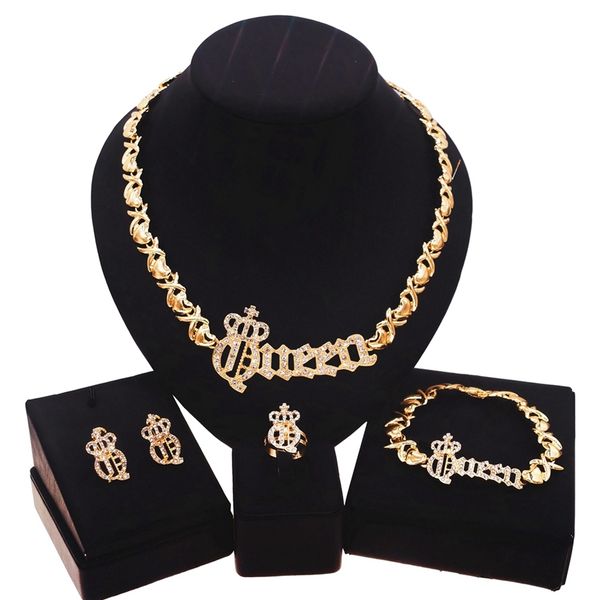 yulaili new xo queen gold plate diamond crown pattern necklace jewelry set and exquisite fashion design arab bridal jewellery sets wholesale, Black
yulaili new xo queen gold plate diamond crown pattern necklace jewelry set and exquisite fashion design arab bridal jewellery sets wholesale, Black