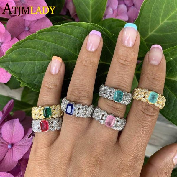 cluster rings gold silver color iced out cuban chain wide band rngs with square rainbow cz big stone paved finger women wedding jewelry, Golden;silver
cluster rings gold silver color iced out cuban chain wide band rngs with square rainbow cz big stone paved finger women wedding jewelry, Golden;silver