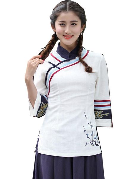 women's blouses & shirts shanghai story arrival chinese traditional for women linen flower print national trend blouse 3 color, White
women's blouses & shirts shanghai story arrival chinese traditional for women linen flower print national trend blouse 3 color, White