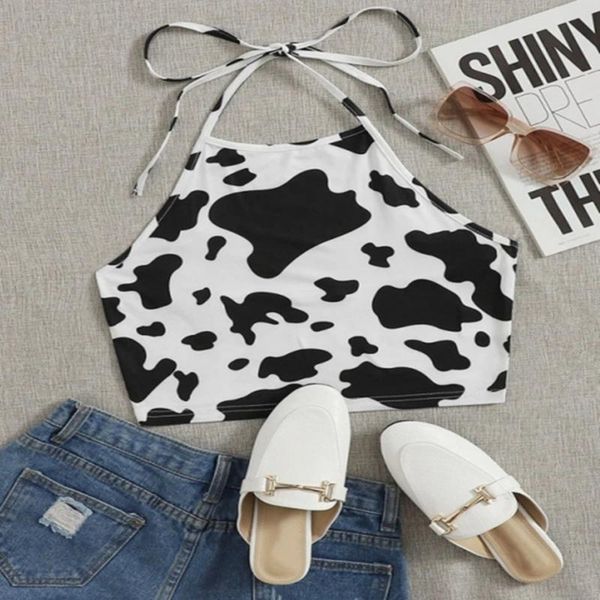 women's tanks & camis fahsion cow print halter strap vest for women y2k aesthetic tube cropped crop sleeveless lace-up tank, White
women's tanks & camis fahsion cow print halter strap vest for women y2k aesthetic tube cropped crop sleeveless lace-up tank, White