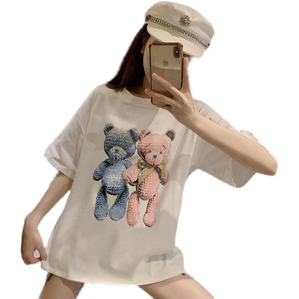 women's t-shirt the female summer 2021 high-quality white diamonds modal bear in long loose t-shirts
women's t-shirt the female summer 2021 high-quality white diamonds modal bear in long loose t-shirts