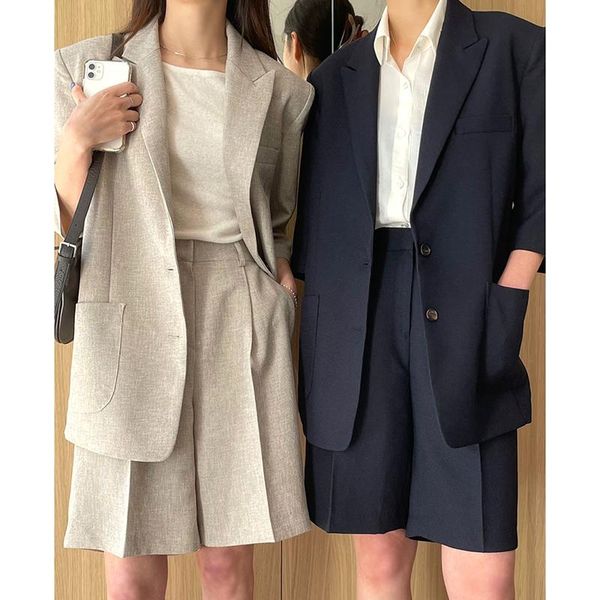 women's tracksuits summer shorts sets korean style two piece set women short sleeve blazer and high waist suit pant ensemble femme 2 pi, Gray
women's tracksuits summer shorts sets korean style two piece set women short sleeve blazer and high waist suit pant ensemble femme 2 pi, Gray