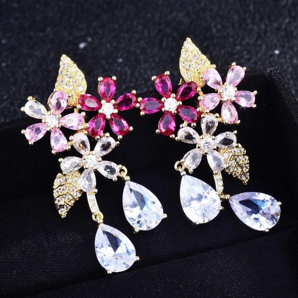 stud fashion flower zirconia crystal long pendant earrings are suitable for women's shiny leaf cz stone bride wedding jewelry, Golden;silver
stud fashion flower zirconia crystal long pendant earrings are suitable for women's shiny leaf cz stone bride wedding jewelry, Golden;silver
