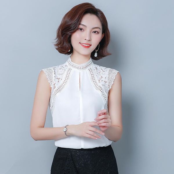 women's blouses & shirts korean fashion chiffon women lace hollow out blouse plus size woman sleeveless shirt blusas mujer de moda 202, White
women's blouses & shirts korean fashion chiffon women lace hollow out blouse plus size woman sleeveless shirt blusas mujer de moda 202, White