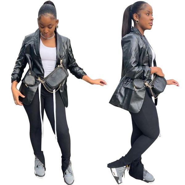 women's trench coats 2021 autumn winter fashion black women clothes solid leather jacket streetwear turn-down collar pockets coat, Tan;black
women's trench coats 2021 autumn winter fashion black women clothes solid leather jacket streetwear turn-down collar pockets coat, Tan;black