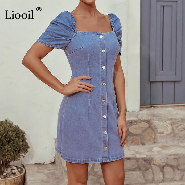 dress blue denim midi dress women puff short sleeve button up square collar womens summer jean dresses 1q2e, Black;gray
dress blue denim midi dress women puff short sleeve button up square collar womens summer jean dresses 1q2e, Black;gray