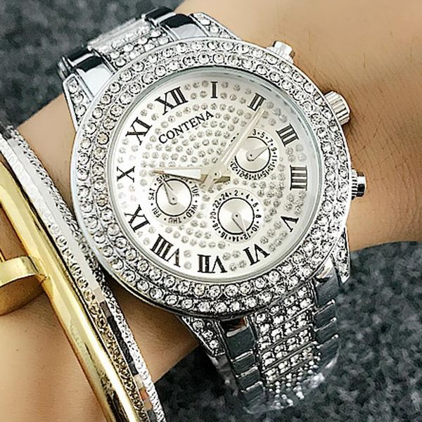 relogio feminino contena luxury brand stainless full steel silver bling diamond ladies watches women rhinestone wristwatches, Slivery;brown
relogio feminino contena luxury brand stainless full steel silver bling diamond ladies watches women rhinestone wristwatches, Slivery;brown