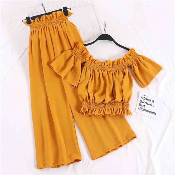 summer two piece korean womens pants version chiffon wide leg off shoulder blouse high waist lady trousers pd355, Black;white
summer two piece korean womens pants version chiffon wide leg off shoulder blouse high waist lady trousers pd355, Black;white