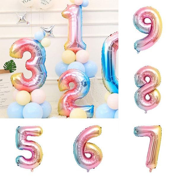 gradient color digital balloon 32 inch 0-9 rainbow aluminum film birthday wedding party decoration
gradient color digital balloon 32 inch 0-9 rainbow aluminum film birthday wedding party decoration