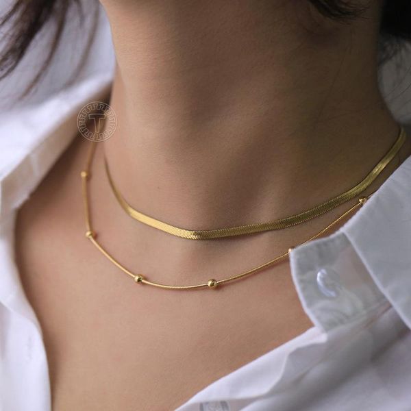 chains vintage women 2pcs/sets snake beaded chain necklace stainless steel flat herringbone link choker for girls dnf06, Silver
chains vintage women 2pcs/sets snake beaded chain necklace stainless steel flat herringbone link choker for girls dnf06, Silver