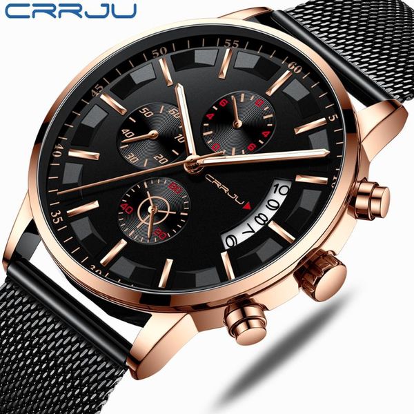 wristwatches crrju 2021 men's business dress watch chronograph date full steel mesh gifts for man montre homme, Slivery;brown
wristwatches crrju 2021 men's business dress watch chronograph date full steel mesh gifts for man montre homme, Slivery;brown
