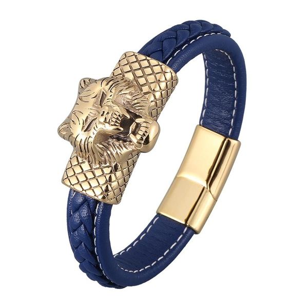 blue leather charm bracelets men party jewelry stainless steel wolf head magnetic clasp punk rock bangles male wristband pd0887, Golden;silver
blue leather charm bracelets men party jewelry stainless steel wolf head magnetic clasp punk rock bangles male wristband pd0887, Golden;silver