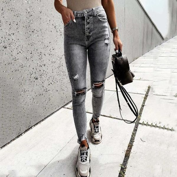 women's pants & capris 4# women trendy hole denim curling stretch high waist pant vintage ripped button leggins mujer, Black;white
women's pants & capris 4# women trendy hole denim curling stretch high waist pant vintage ripped button leggins mujer, Black;white