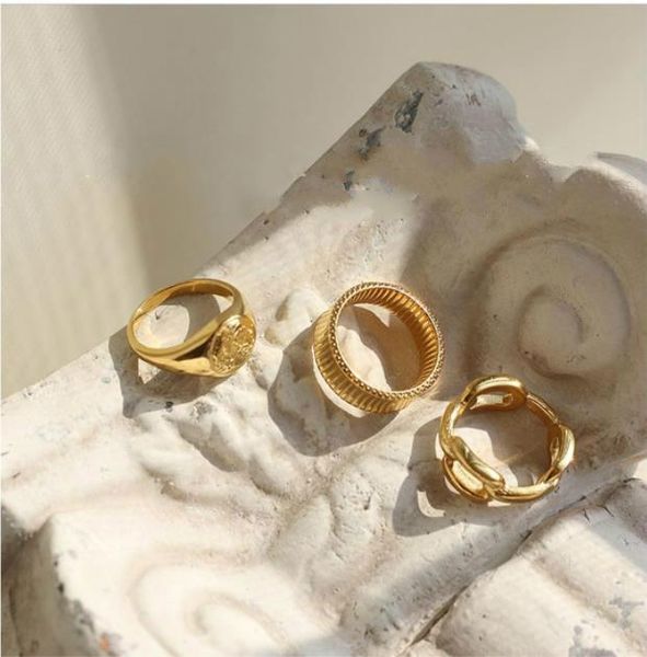 cluster rings plated 18k gold ring sets for girls button roman portrait chain men's 2021 trend vintage stainless steel jewelry women, Golden;silver
cluster rings plated 18k gold ring sets for girls button roman portrait chain men's 2021 trend vintage stainless steel jewelry women, Golden;silver