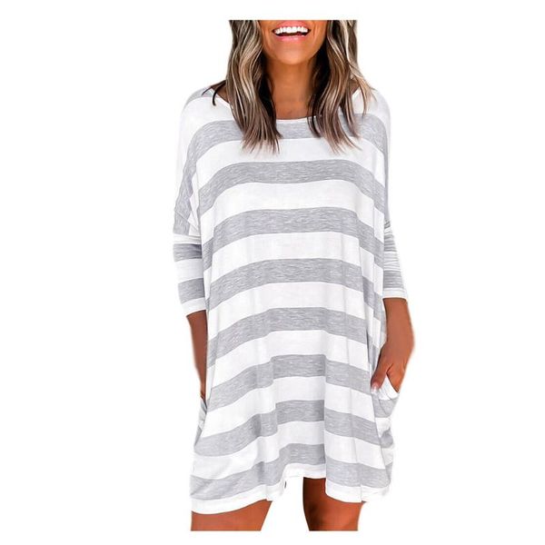casual dresses women striped printed cotton dress loose long sleeve pockets plus size round neck mini beach daily vestidos, Black;gray
casual dresses women striped printed cotton dress loose long sleeve pockets plus size round neck mini beach daily vestidos, Black;gray