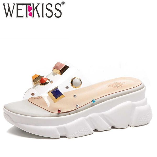 wetkiss transparent pvc slippers women open toe footwear wedges fashion slides shoes female mules platform shoes woman summer 210630, Black
wetkiss transparent pvc slippers women open toe footwear wedges fashion slides shoes female mules platform shoes woman summer 210630, Black