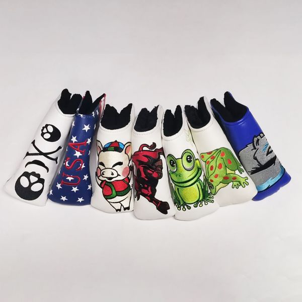 20 Design High Quality Embroidery Golf Putter Headcover PU Leather Blade Cover