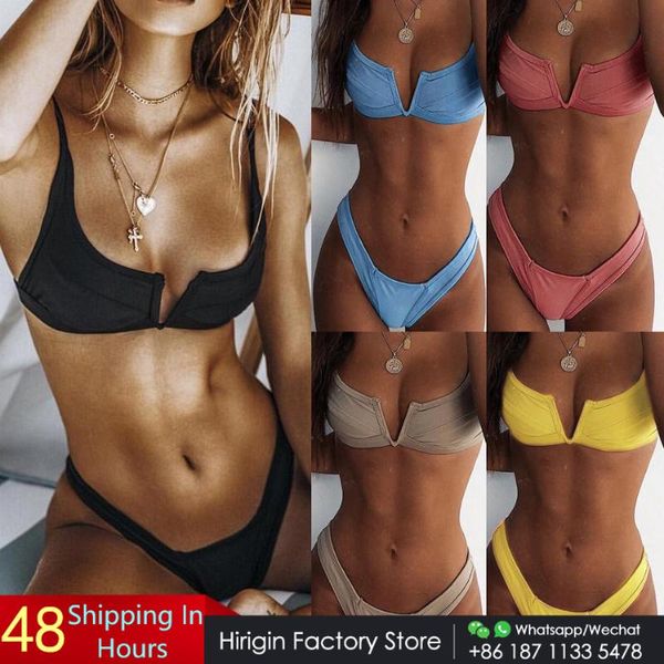 women's swimwear hirigin bikini 2021 mujer women biquini set push up padded v swimsuit bathing suit beachwear, White;black
women's swimwear hirigin bikini 2021 mujer women biquini set push up padded v swimsuit bathing suit beachwear, White;black