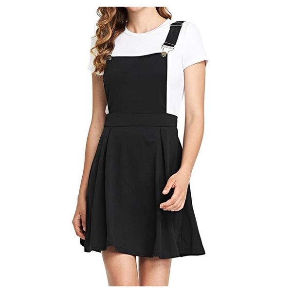 casual dresses preppy style women's strap mini dress summer cute solid color a-line adjustable straps street all-match pleated #t2g, Black;gray 
casual dresses preppy style women's strap mini dress summer cute solid color a-line adjustable straps street all-match pleated #t2g, Black;gray