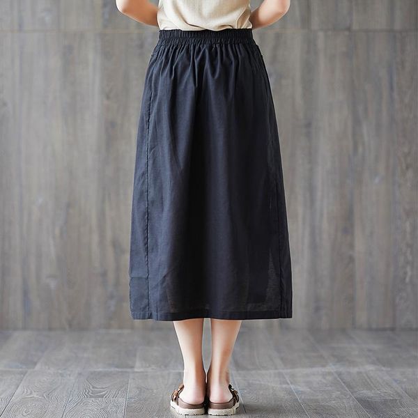 skirts 2021 arrival summer arts style women loose casual elastic waist a-line skirt split desig cotton linen mid-calf b334, Black
skirts 2021 arrival summer arts style women loose casual elastic waist a-line skirt split desig cotton linen mid-calf b334, Black
