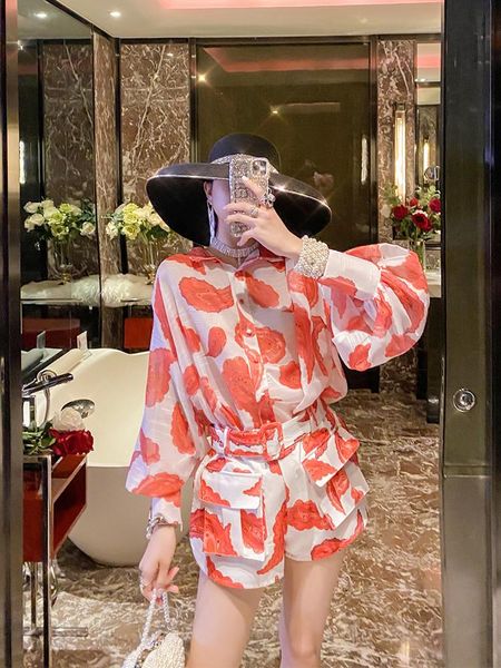 women's tracksuits 2021 summer fashion casual patchwork loose print long lantern sleeve shirt shorts two piece set women sd366, Gray
women's tracksuits 2021 summer fashion casual patchwork loose print long lantern sleeve shirt shorts two piece set women sd366, Gray