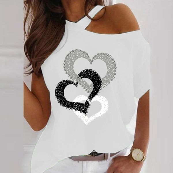 women's t-shirt summer heart prints cold shoulder short-sleeve casual harajuku loose pullover aesthetic tee shirt femme #35, White
women's t-shirt summer heart prints cold shoulder short-sleeve casual harajuku loose pullover aesthetic tee shirt femme #35, White