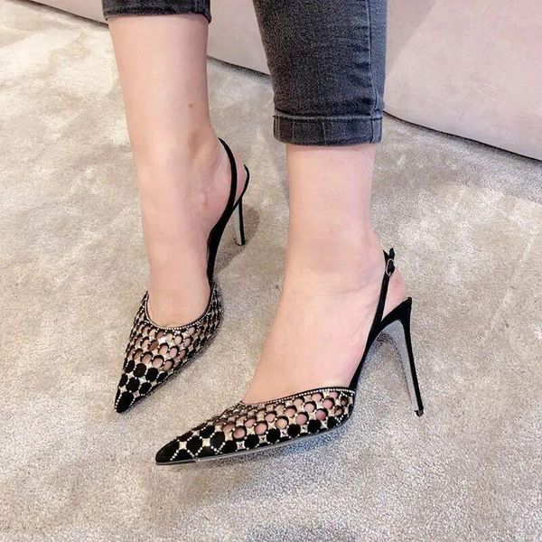 hollow mules pointed toe women's crystal sandals high heels rhinestone shoes ladies catwalk stilettos woman summer 2021 dress, Black
hollow mules pointed toe women's crystal sandals high heels rhinestone shoes ladies catwalk stilettos woman summer 2021 dress, Black