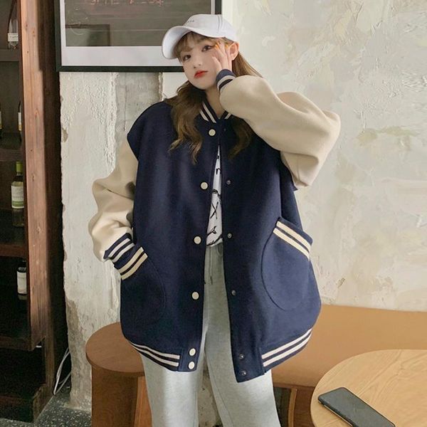 women's jackets autumn korean casual loose baseball jacket long sleeve single breasted 2021 fashion ins panelled all match woman coat, Black;brown
women's jackets autumn korean casual loose baseball jacket long sleeve single breasted 2021 fashion ins panelled all match woman coat, Black;brown