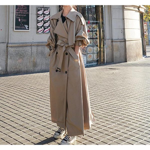 women's trench coats korean fashion long coat female loose oversize double-breasted belted lady cloak windbreaker outerwear, Tan;black
women's trench coats korean fashion long coat female loose oversize double-breasted belted lady cloak windbreaker outerwear, Tan;black