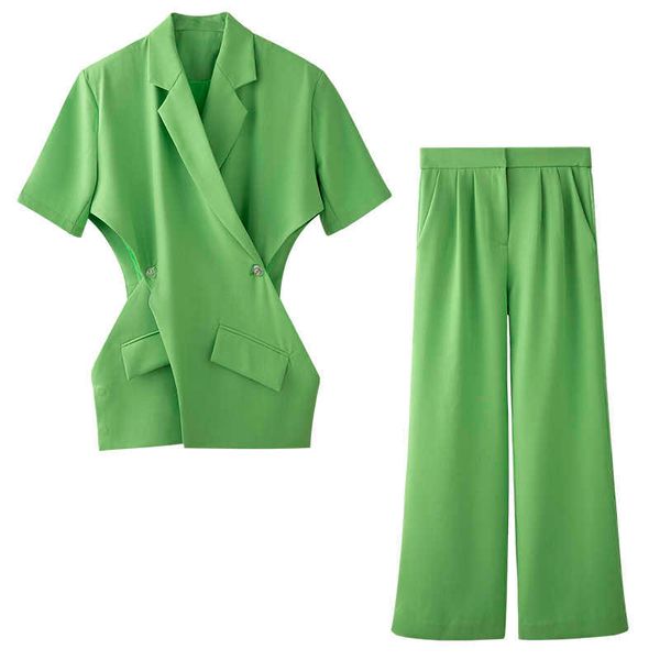 getspring women pant suit irregular short sleeve casual blazer wide leg pants two piece sets womens s with 210601, White;black
getspring women pant suit irregular short sleeve casual blazer wide leg pants two piece sets womens s with 210601, White;black