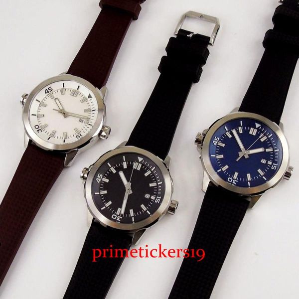 wristwatches 45mm black/blue/white colors dial rubber strap date indicator automatic movement creative watches dad gift, Slivery;brown
wristwatches 45mm black/blue/white colors dial rubber strap date indicator automatic movement creative watches dad gift, Slivery;brown