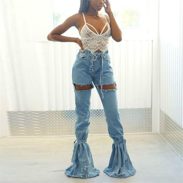 women's jeans tmustobe patchwork denim ripped flare women retro high waist wide leg casual bandage pants bell bottom female, Blue
women's jeans tmustobe patchwork denim ripped flare women retro high waist wide leg casual bandage pants bell bottom female, Blue